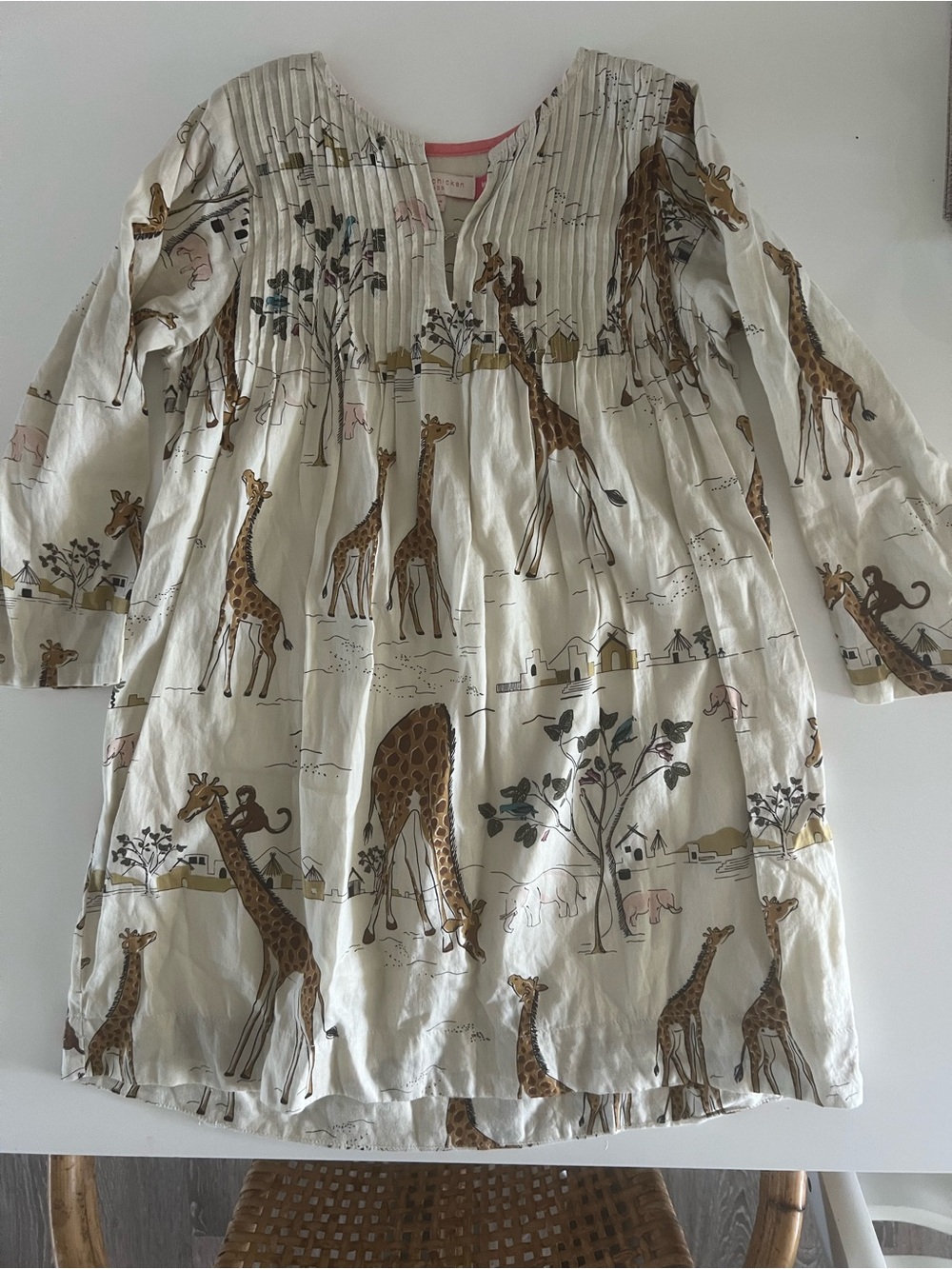 Pink Chicken Girls Safari Giraffe Print Dress Size 7